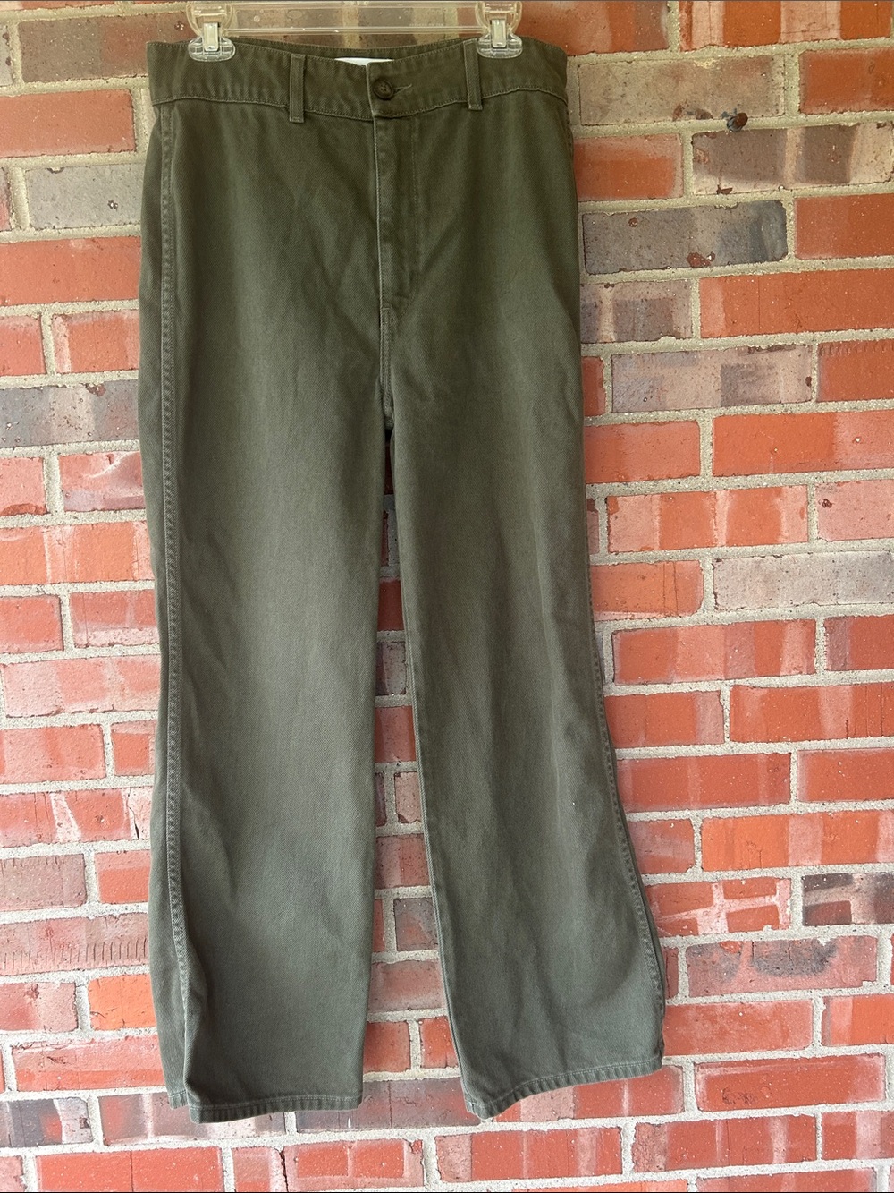 Reformation High-Rise Wide-Leg Jeans in Army Green